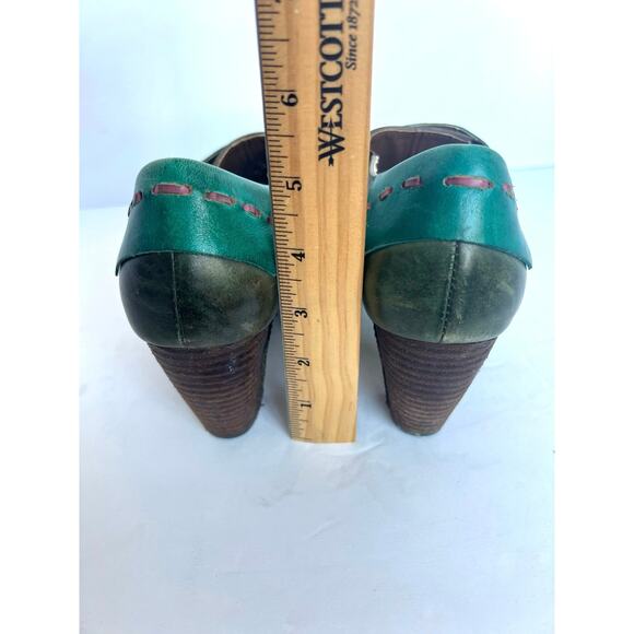 L'Artiste by Spring Step Wondrous Teal Leather Dressy Block Heel Bootie Shoe 8.5 - Picture 8 of 12